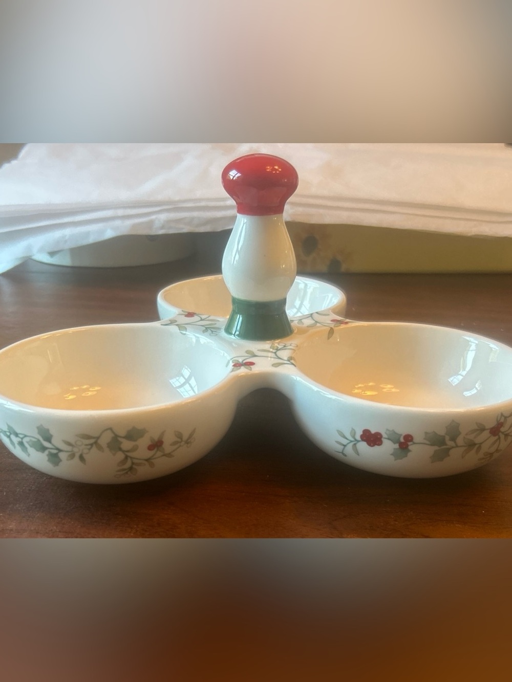 Pfaltzgraff Winterberry 3 Part Divided Dish Server Relish Condiment 9” Christmas